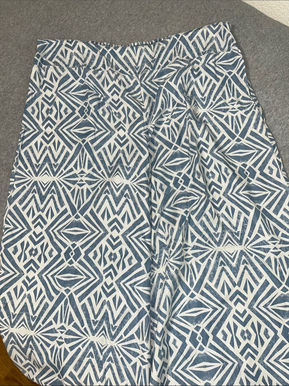Coastal Wide Leg Geometric Pants Palazzo XXL Resort Beach Vacation Lagenlook - Picture 2 of 10